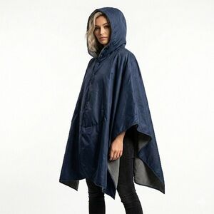 Mambe wearable blanket fleece lined hooded navy gray one size
